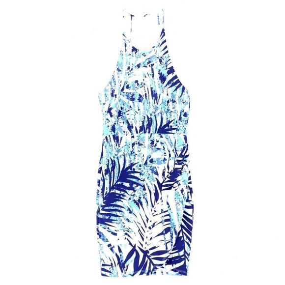 Premier Amour Size 10 Blue White Florate Spaghetti Strap Dress‎ Back Zip - Picture 1 of 6